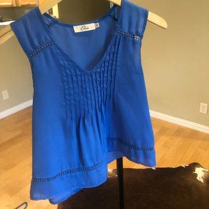 Elodie Semi-Sheer Blue, Flowy, Crop Top / Blouse - NWOT!!
